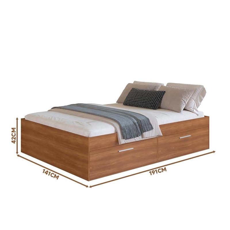 Cama Box Casal Com Colchão 4 Portas Nogal Osaka Shop JM - Cama Box
